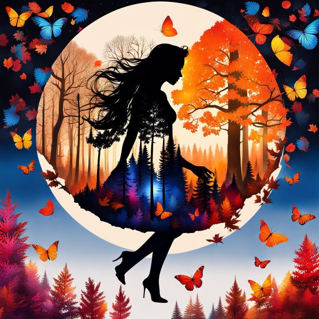 Forest Inside Leaf: Surreal Double Exposure Art