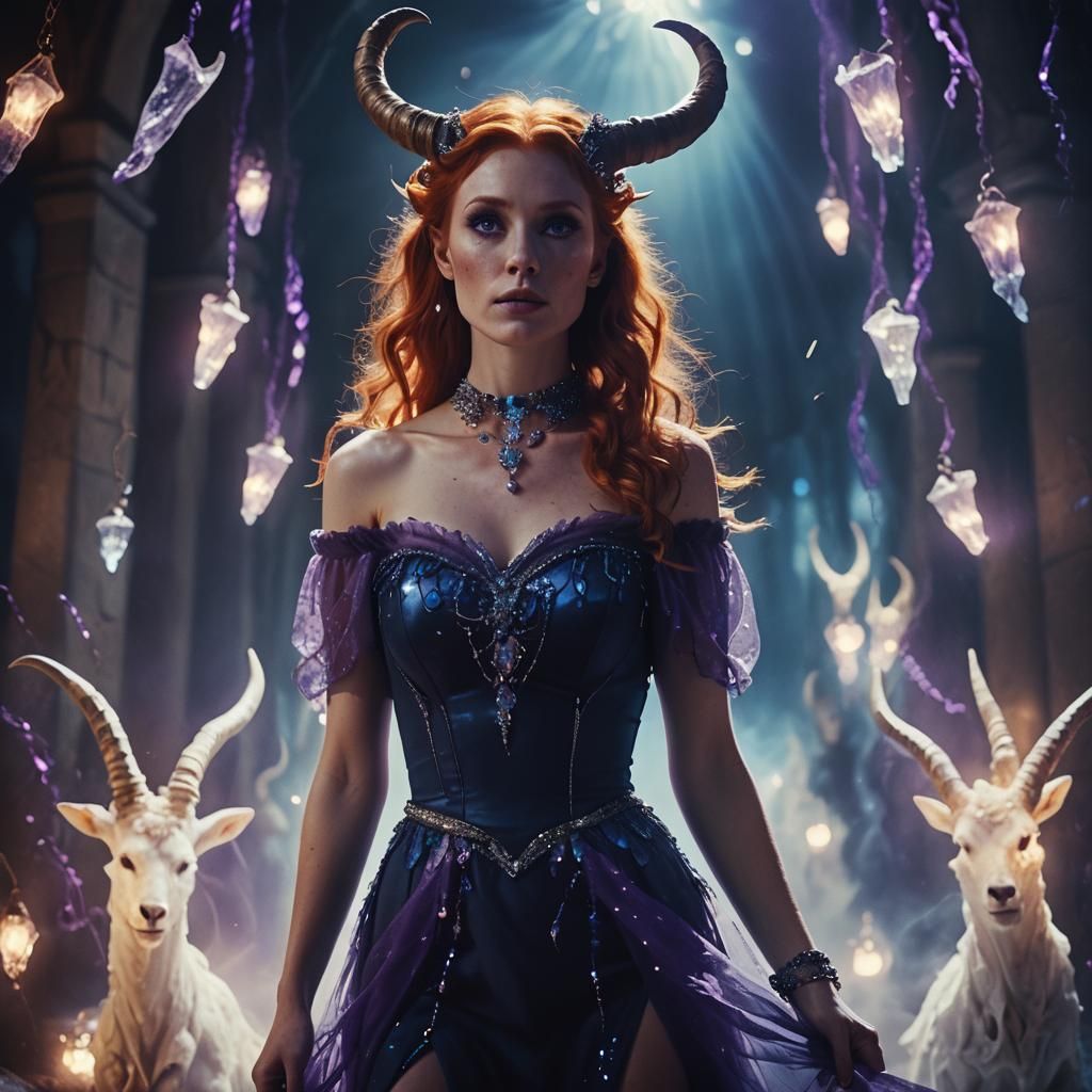 Ginger Haired Sorceress Casting Dark Magic