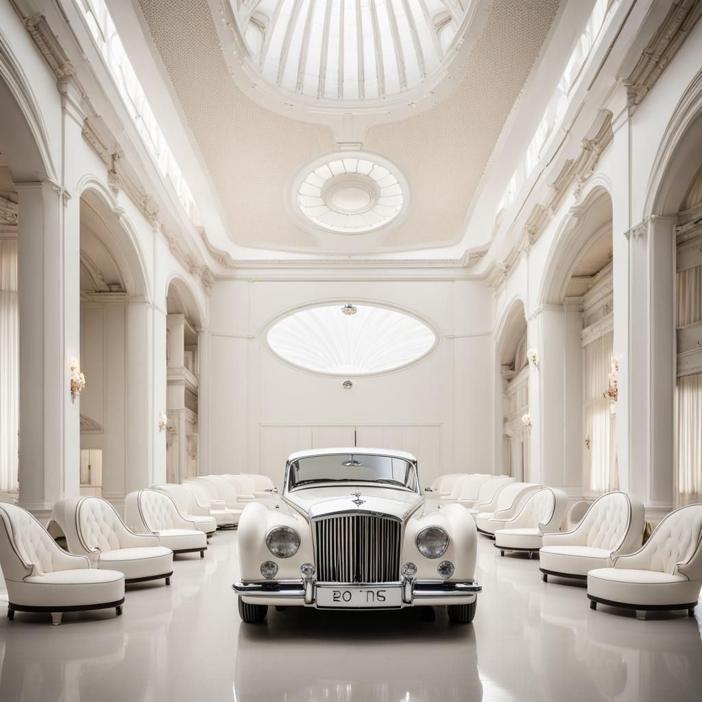 White Bentley in Art Deco Opera House