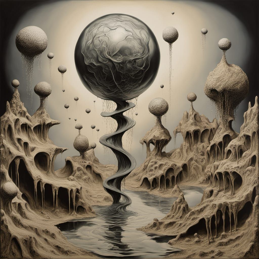 Inverted Angel of Death in Surrealist Charcoal Style