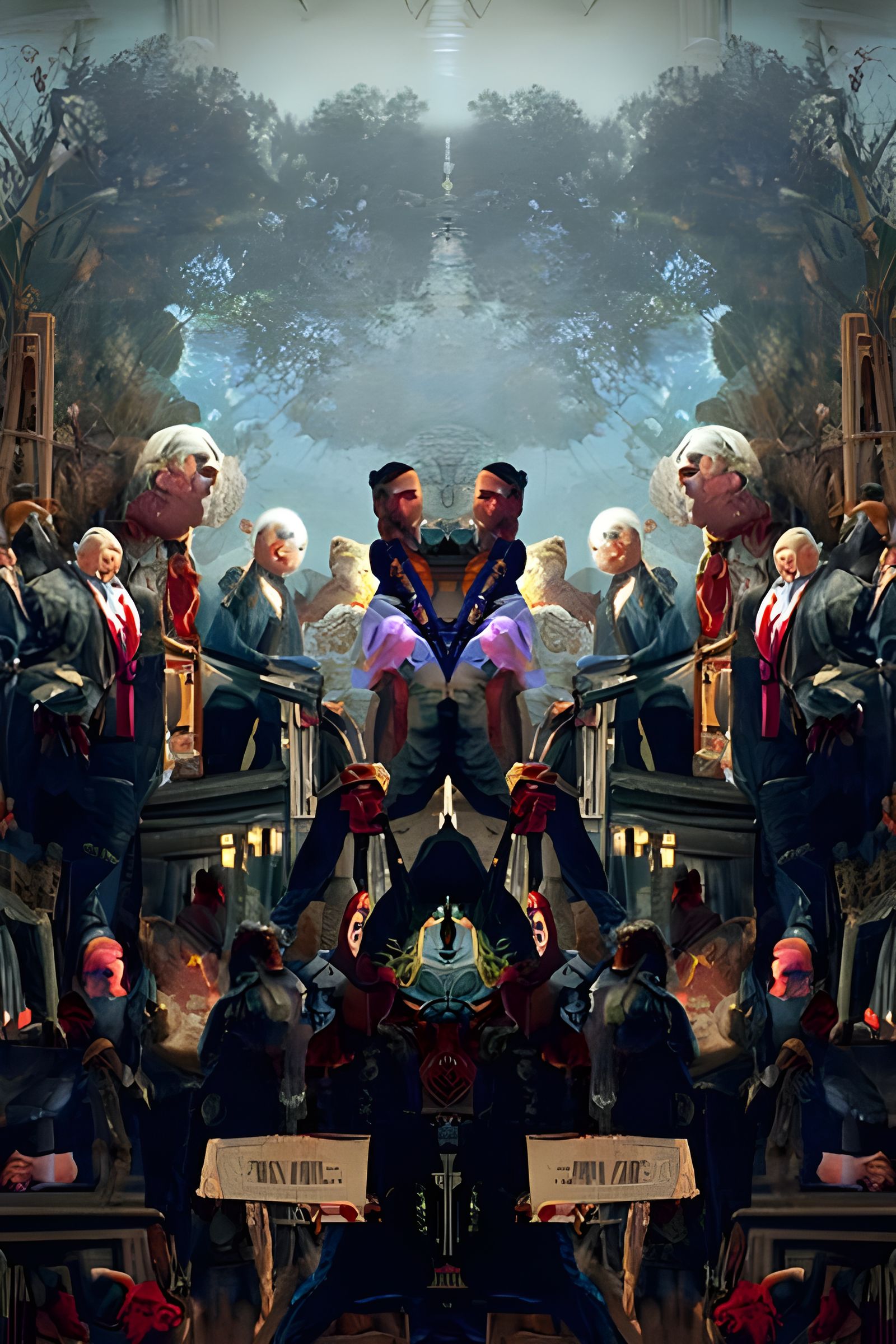 Riot Scene with Burning Constitution in Neon Style