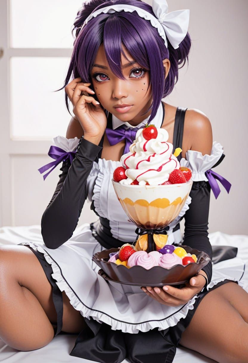 Yoruichi Shihouin as Maid Offering Sundae