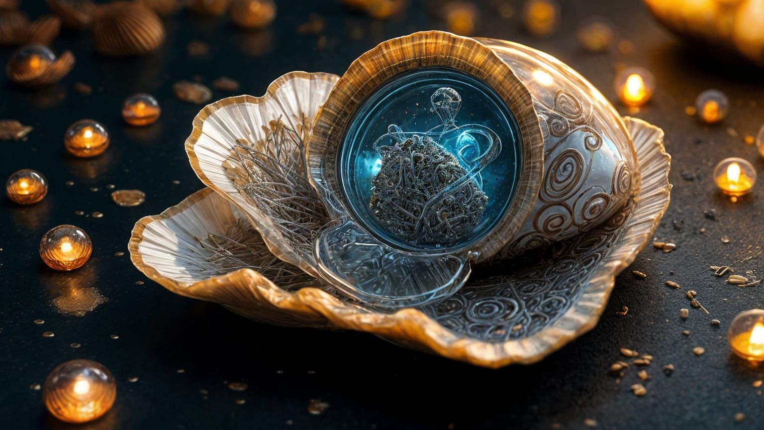 Surreal Glass Woman with Glowing Organs