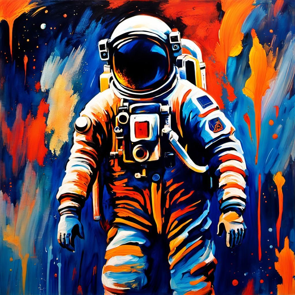 Astronaut Expressing Freedom in Abstract Expressionism