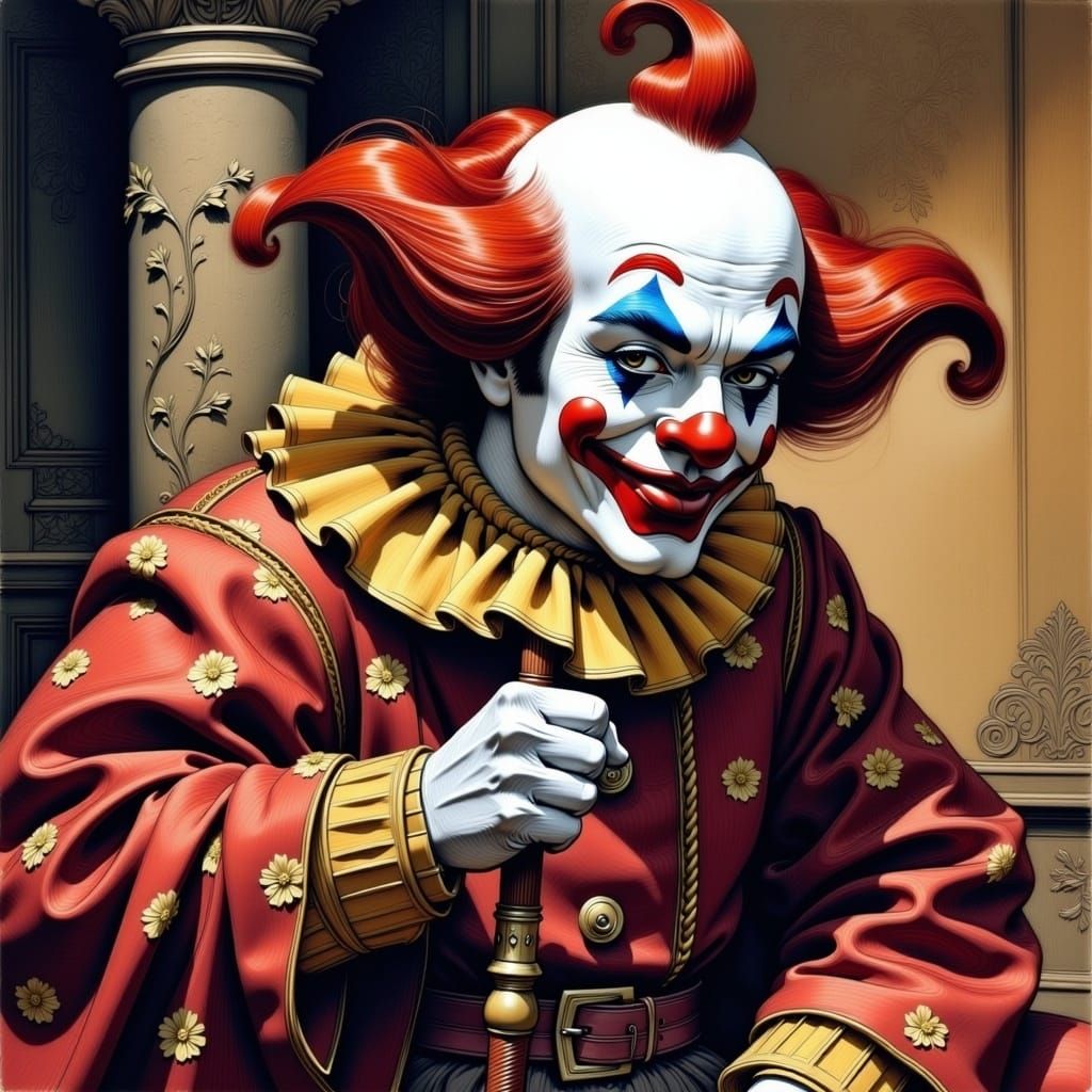 Bozo the Clown as Medieval Executioner in Comic Style