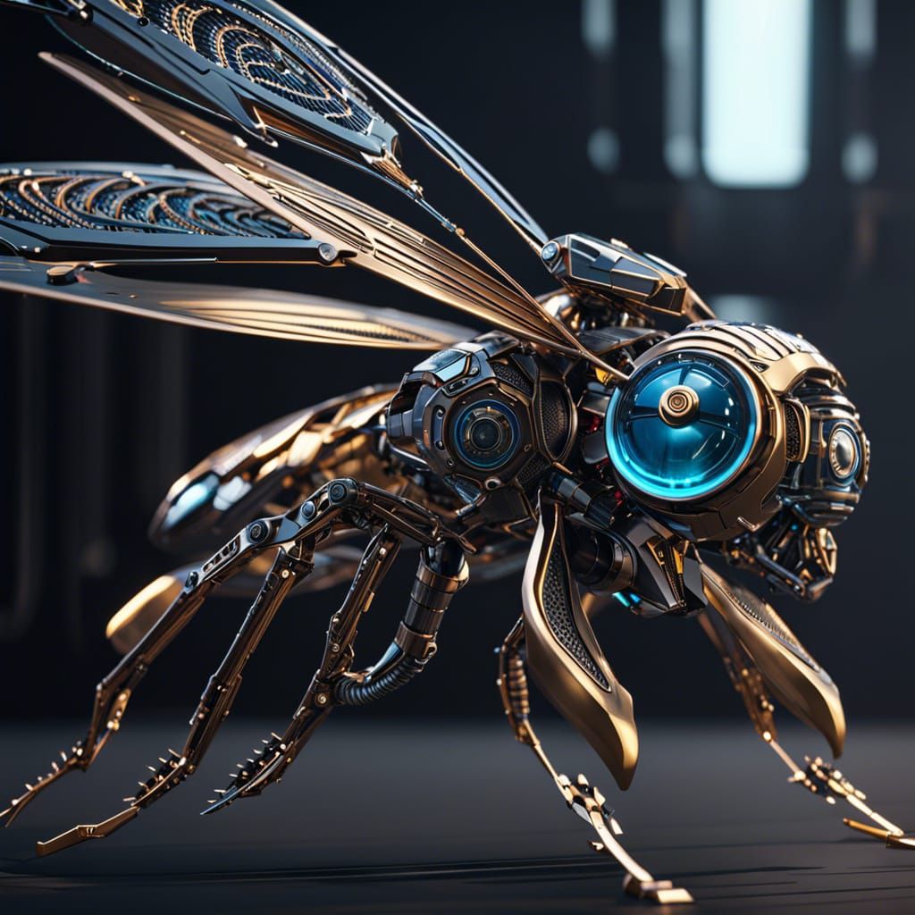 Futuristic Robot Dragonfly with Intricate Mech Details