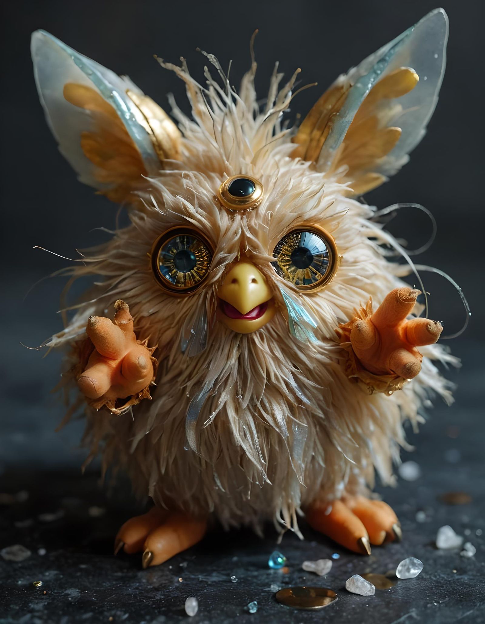 Cursed Furby Dances in Ominous Fantasy Art
