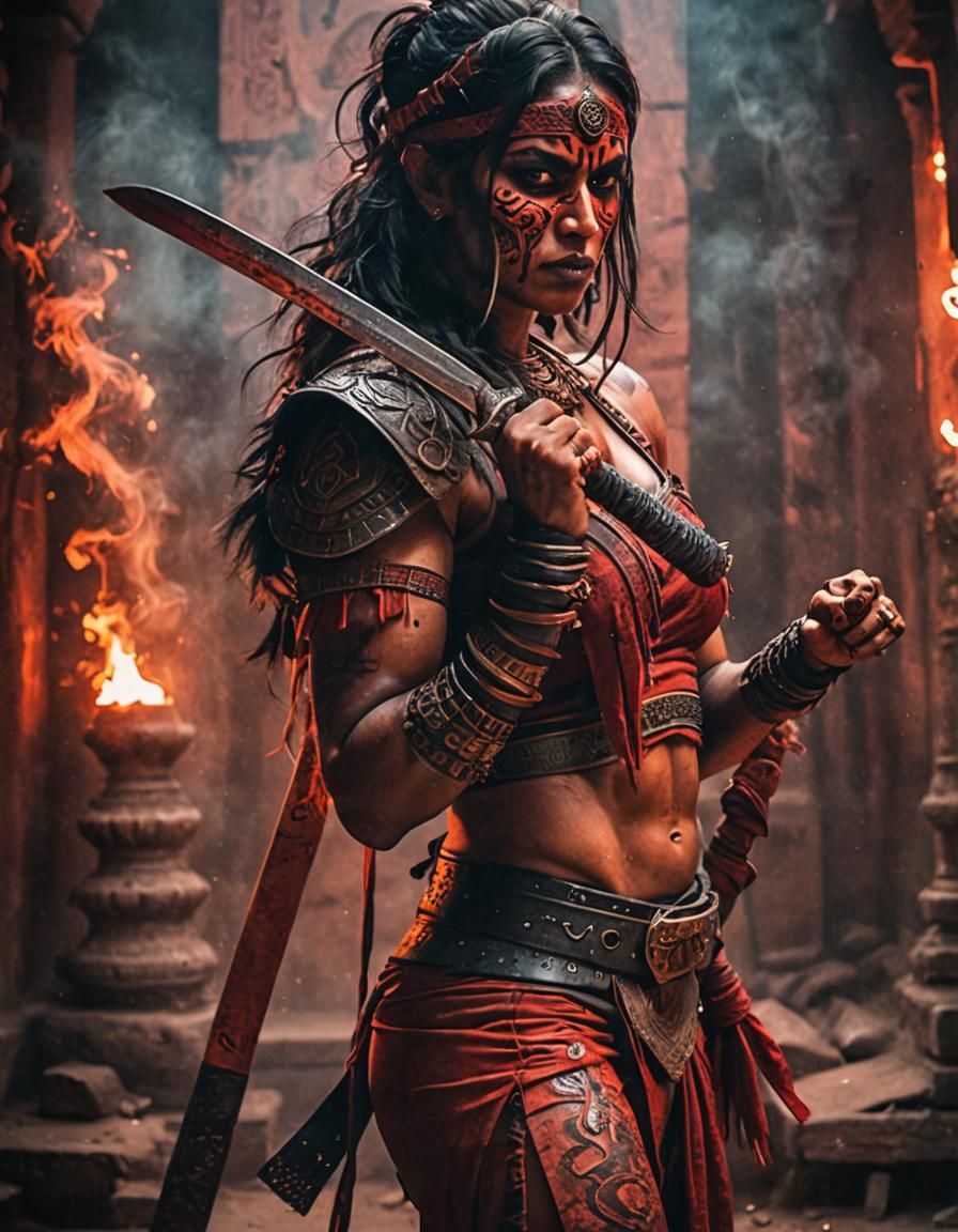 Barbarian Ninja: Indian Warrior Woman in Temple