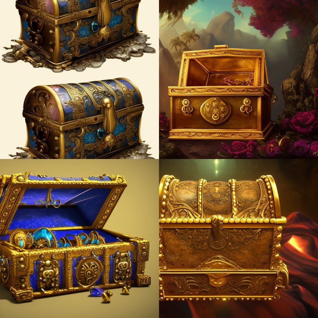 Open Treasure Chest with Gold and Jewels