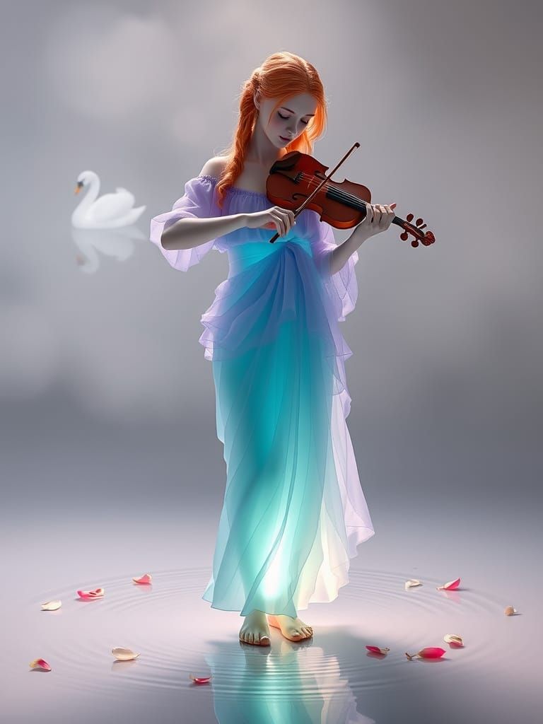 Ethereal Sculpture of Woman in Misty Studio