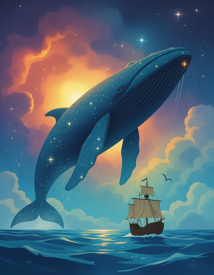 Cosmic Whale Breaches Stardust Sea