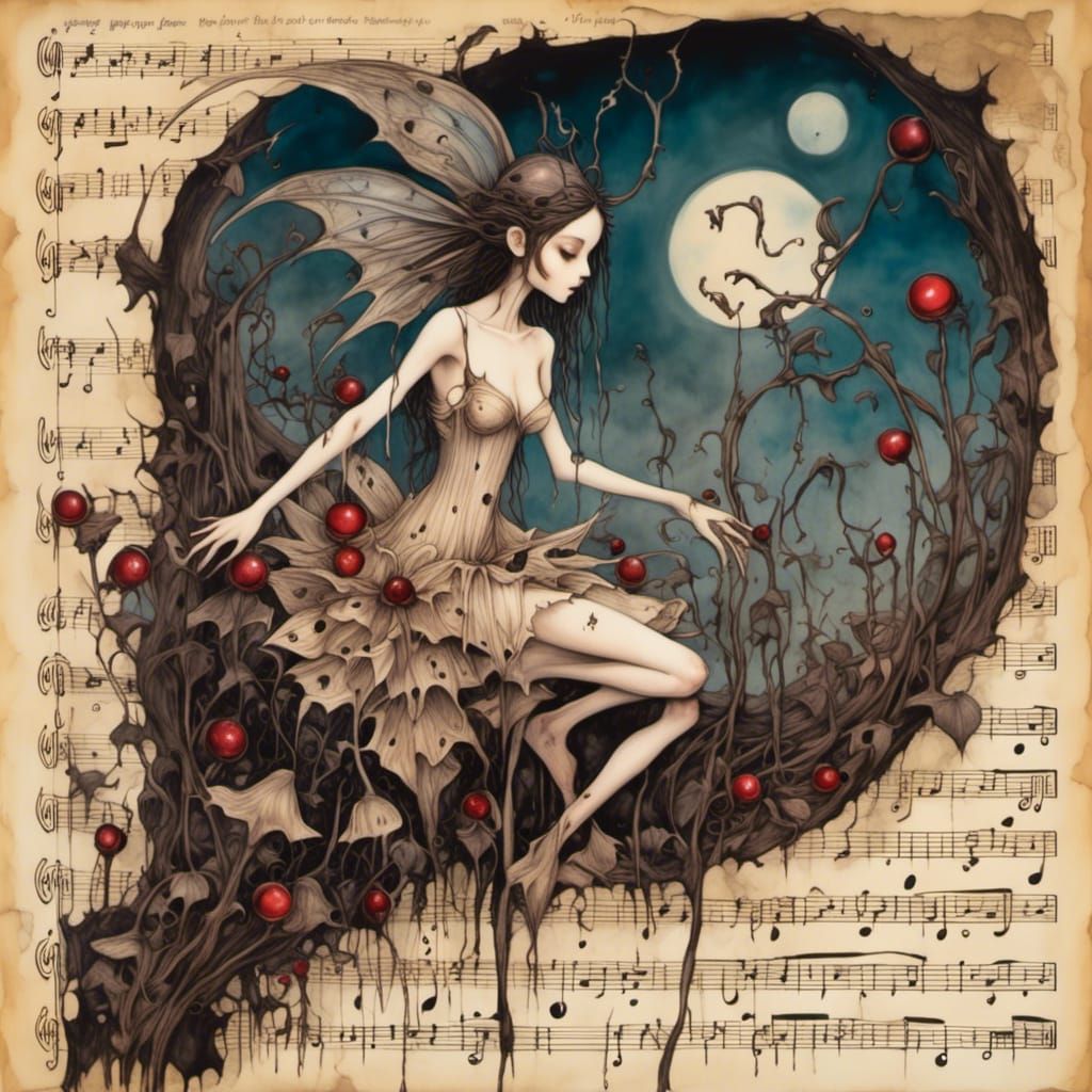 Fae Darkling in Mixed Media Collage Art