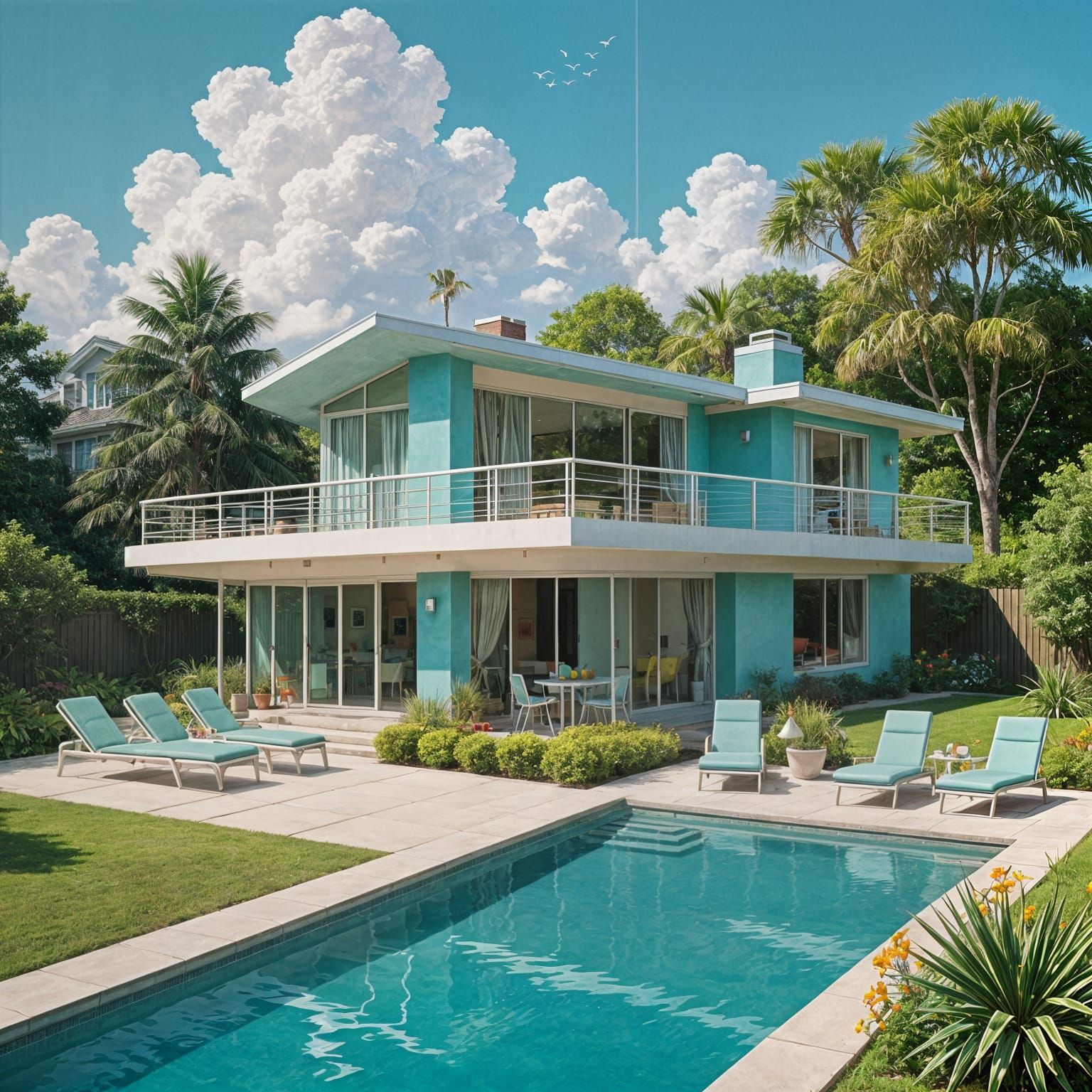 Mid Century Modern Dream Home in Vibrant Colors