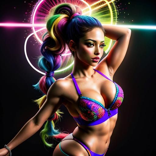 Athletic Woman in Thong with Leg Raised: Hyperdetailed