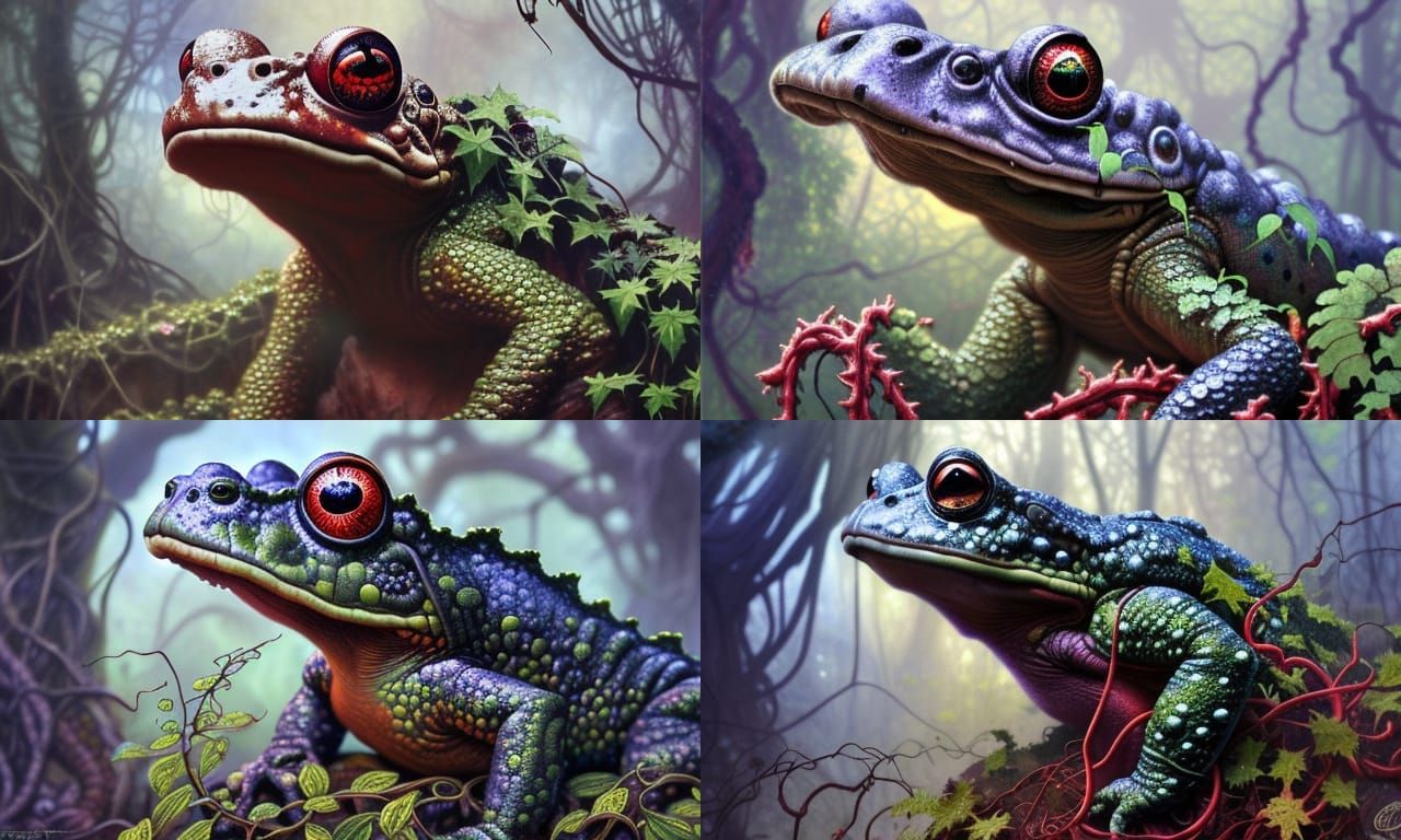 Epic Intricate masterpiece close-up red alien vines creepers...