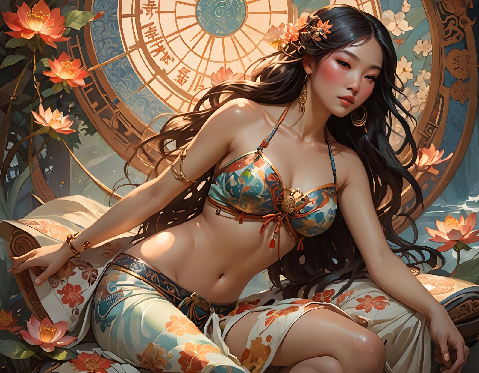 Ethereal Chinese Beauty in Traditional Bikini