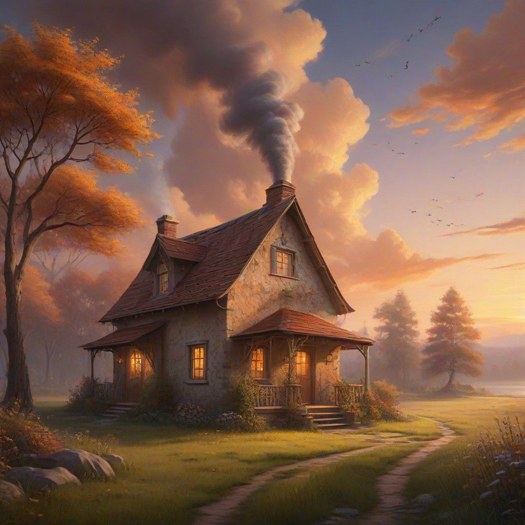 Whimsical Twilight Grove in Earthy Hues