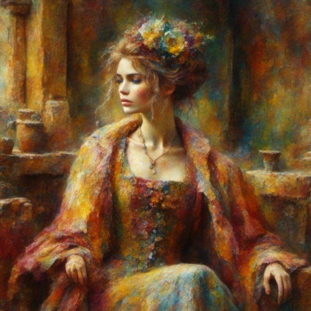 Art Nouveau Woman in Bright Colors