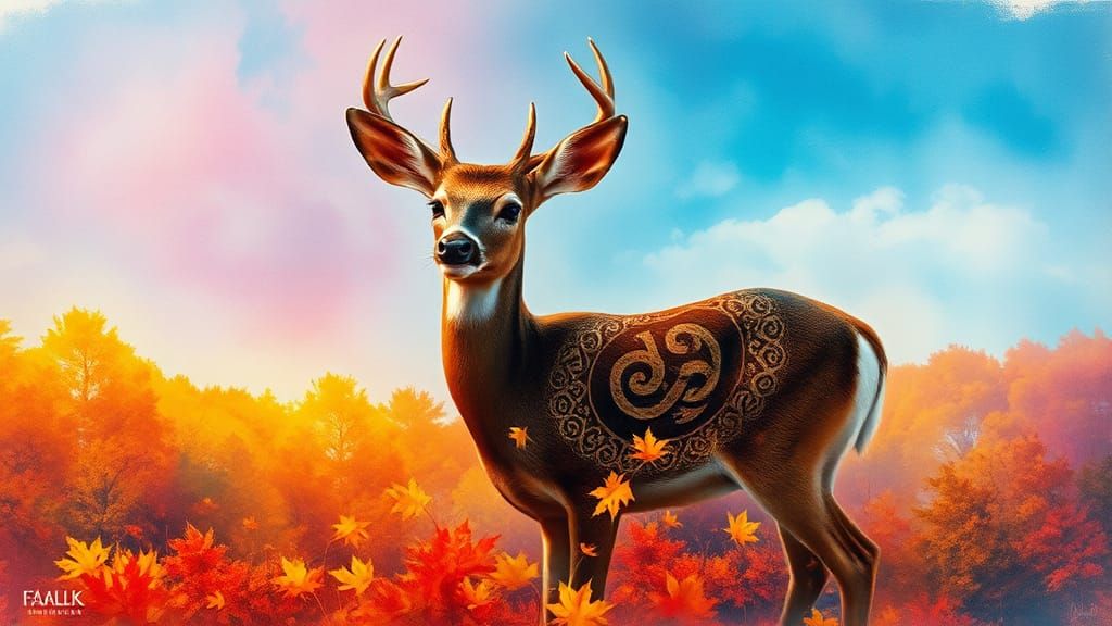 Autumn Fawn in Double Exposure Dreamscape