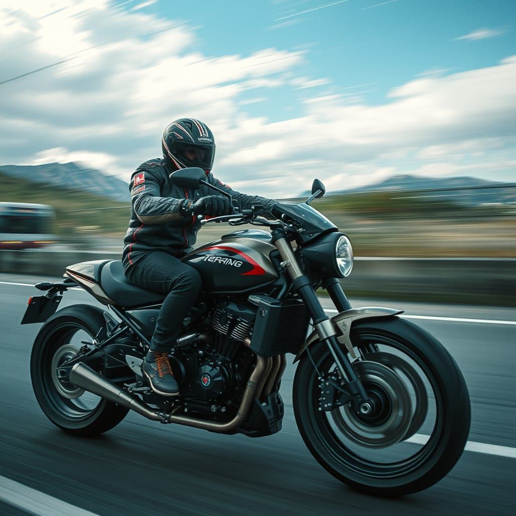 Hungarian Man Rides Turbo Motorcycle in Futuristic Style