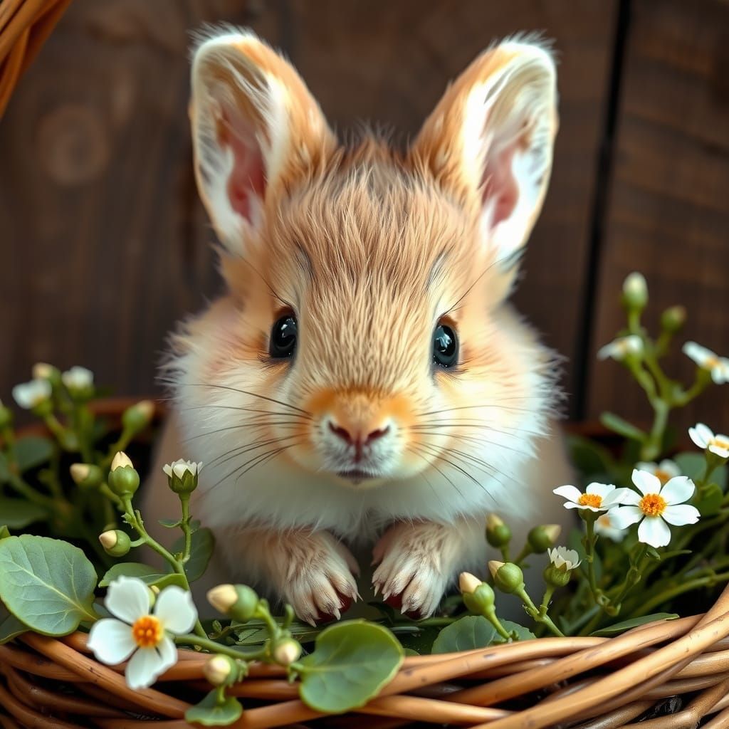 Romantic Woodland Rabbit in Pastel Hues