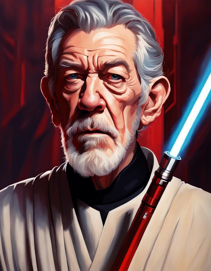 Sith Lord with Lightsaber: Hyperrealistic Splash Art