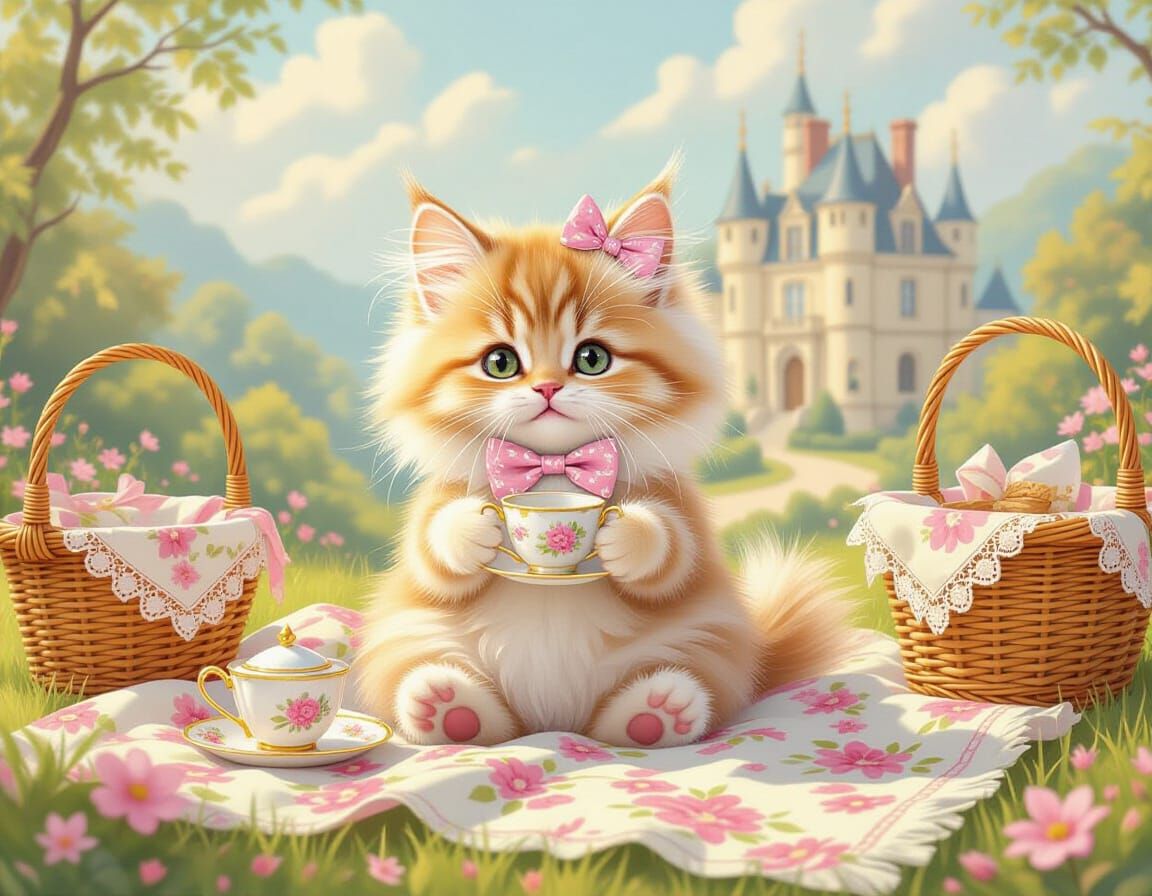 Pastel Magical Pet Picnic with Chateau