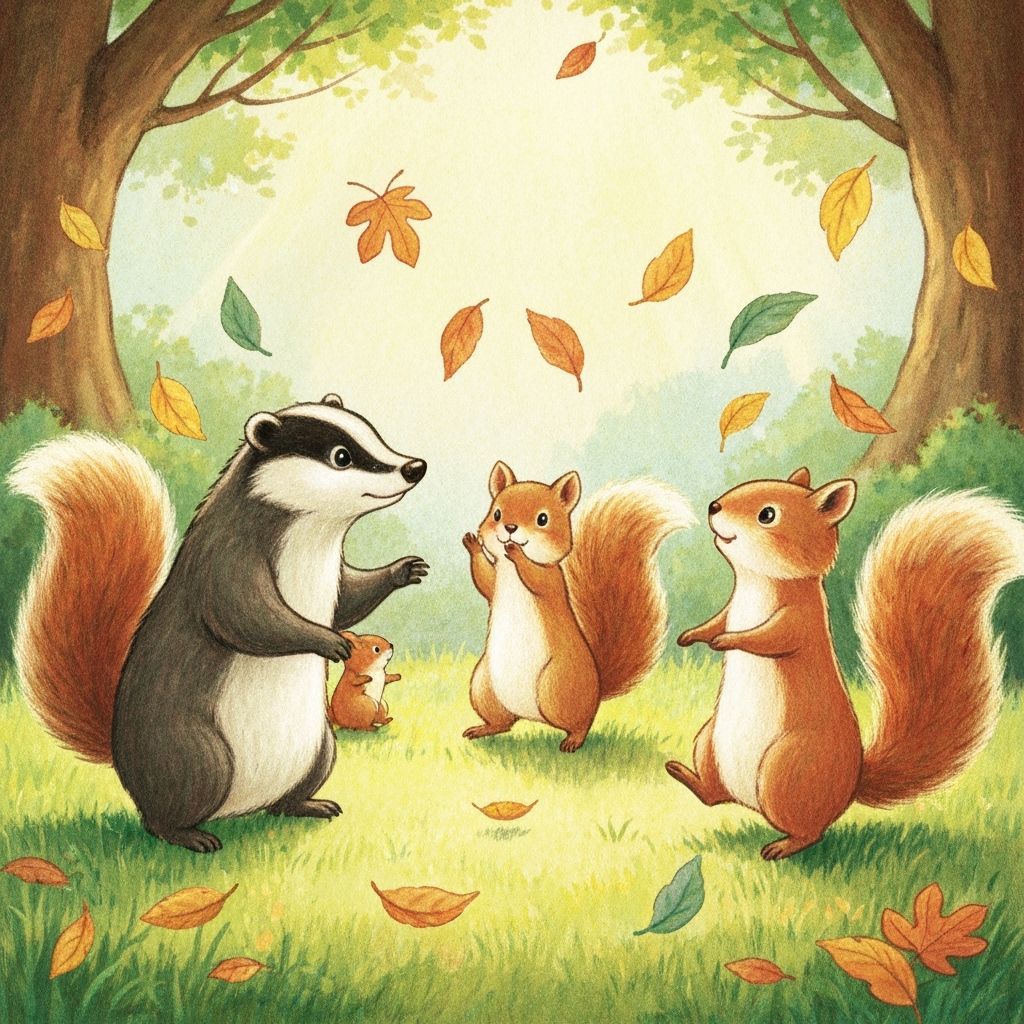 Woodland Creatures Festival in Vintage Children's Book Style