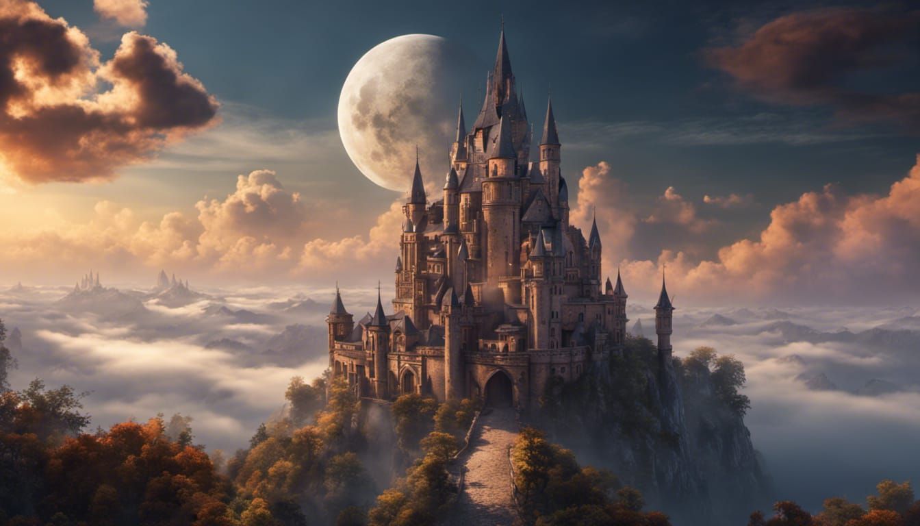 Fantasy City Over Clouds: Detailed Matte Painting