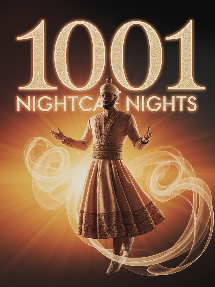 Golden Smoke Genie Emerges in Arabian Nights Scene