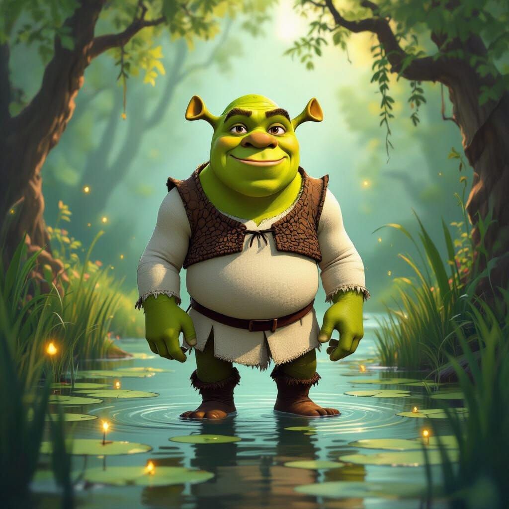 Friendly Green Ogre in Enchanted Swamp