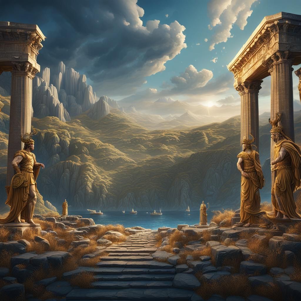 Detailed Matte Painting of Greek Gods