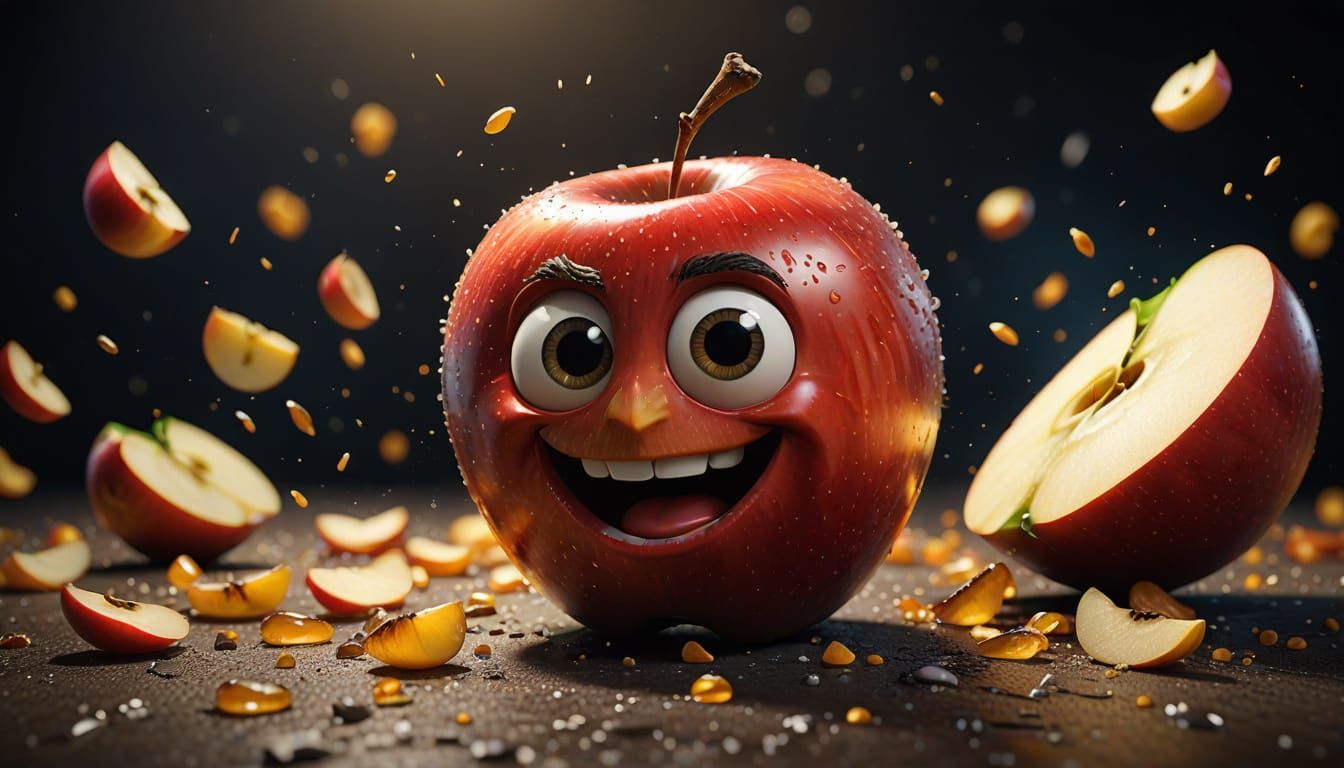 Vibrant Apple Concept Art in 3D Digital Style