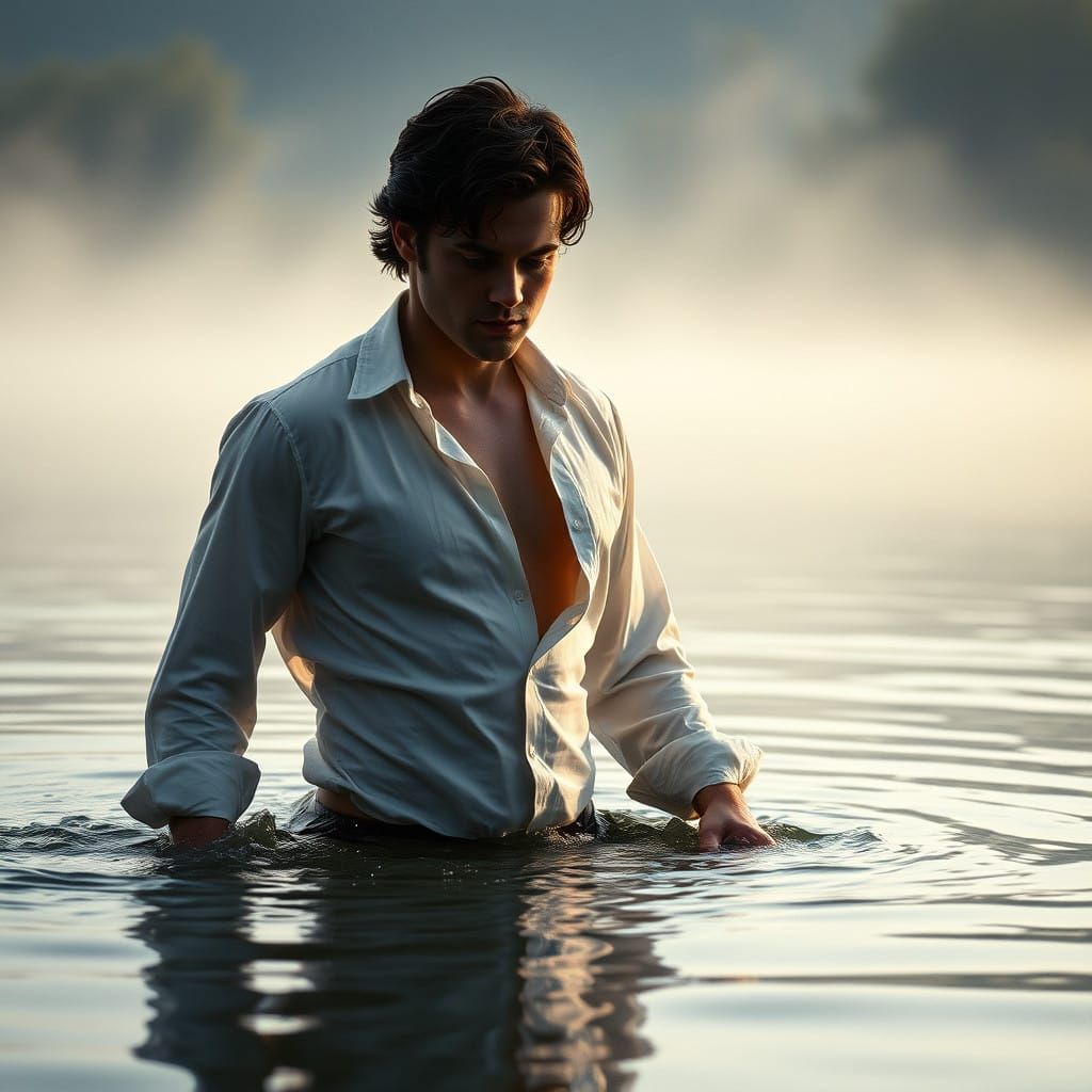 Mr. Darcy Emerging from the Lake in a Dazzling Moment of Vul...