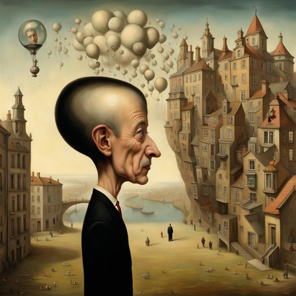 Surreal Mind Portrait with Buildings