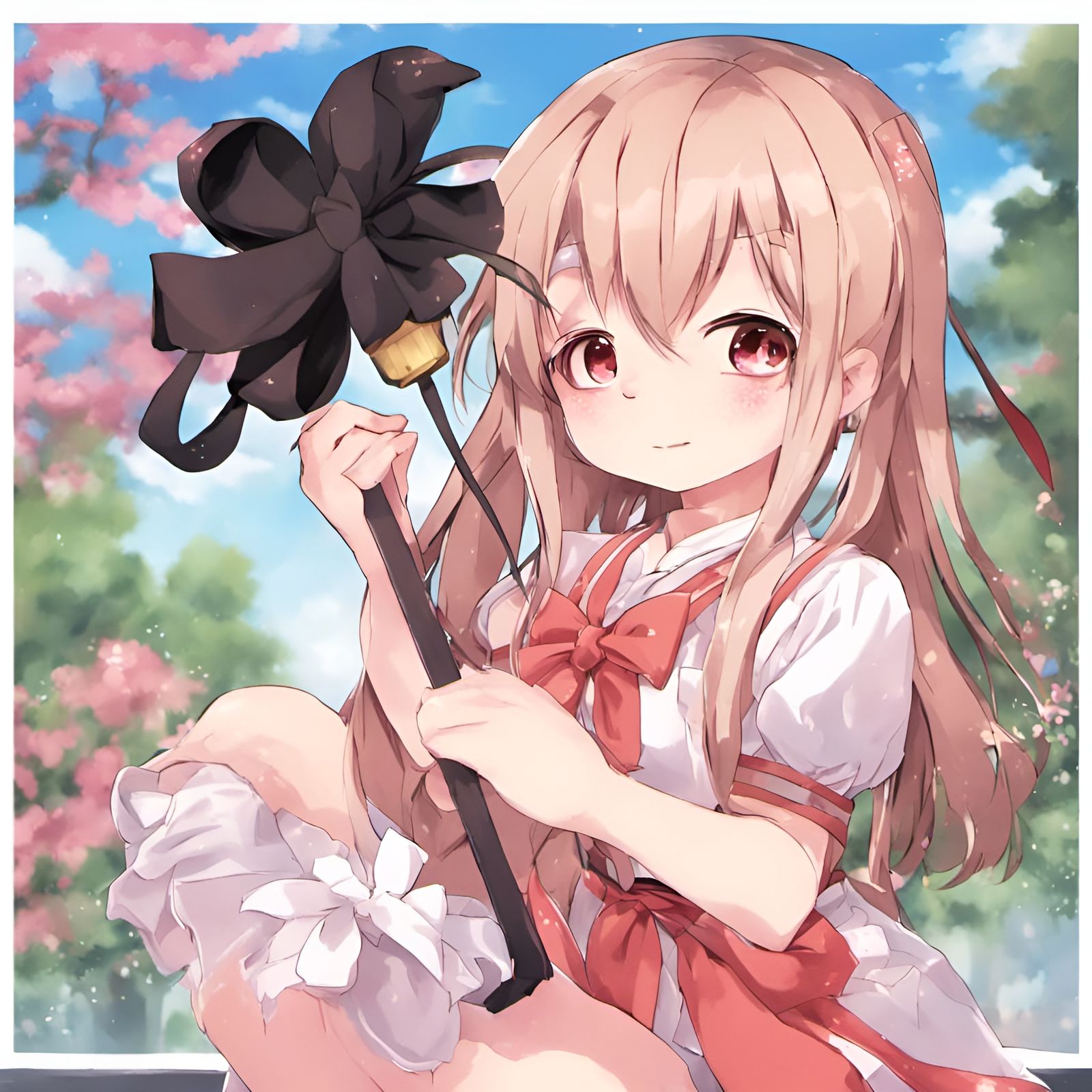 Anime Girl in Bikini with Bow