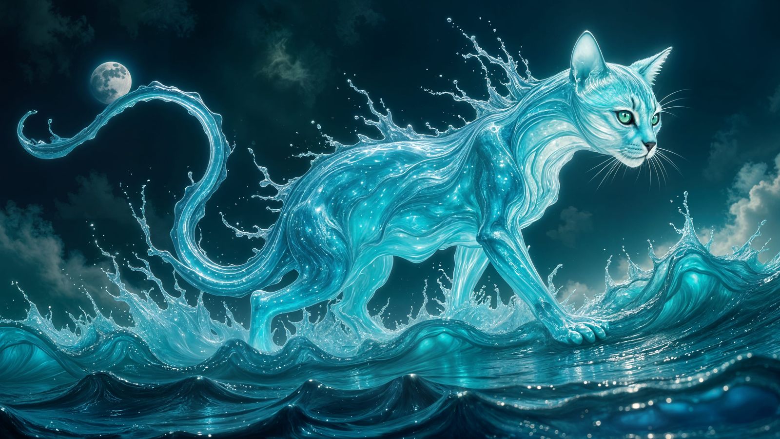 Watercat Goddess emerging from the sea