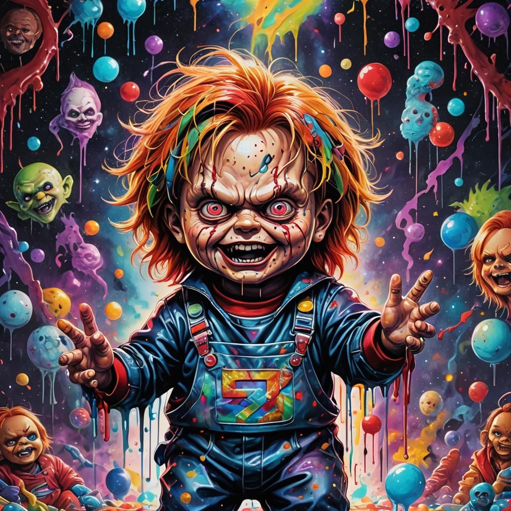 Gangsta Chucky: Holographic Cosmic Astral Illustration