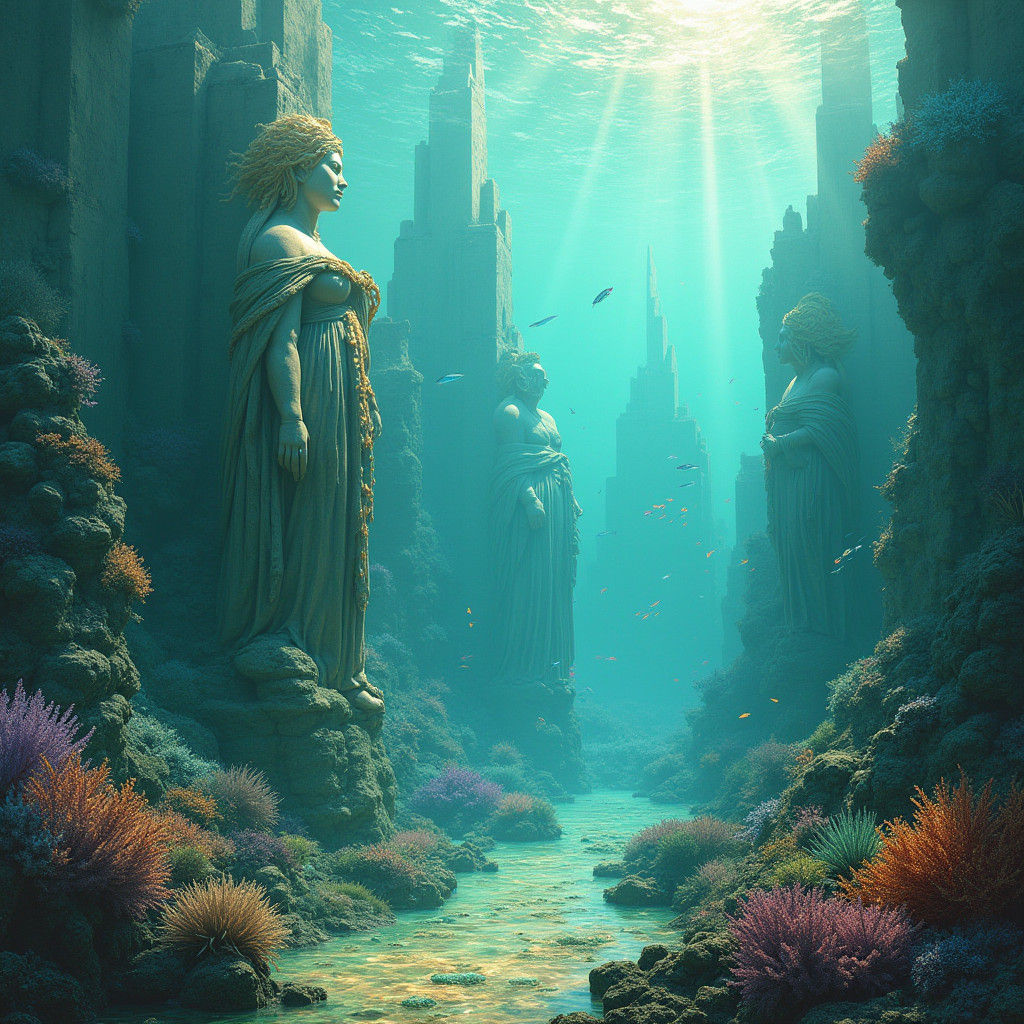 Majestic Underwater Cityscape in Dreamlike Style