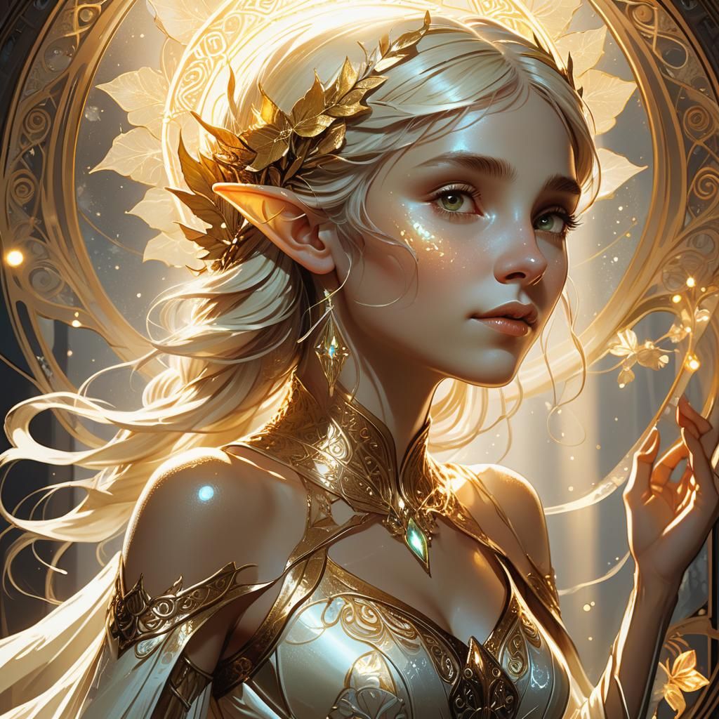 Ethereal Elf in Sunlight: Dark Fantasy Concept Art