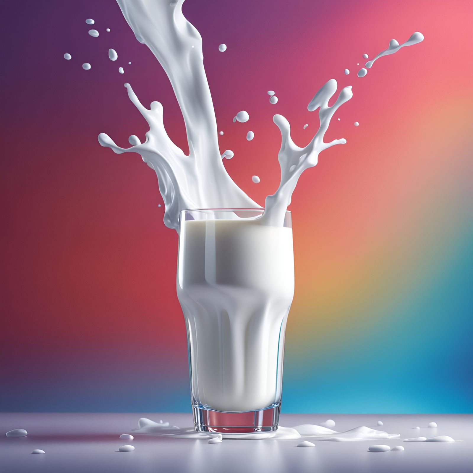 Hyperrealistic Glass of Milk with Splash Art