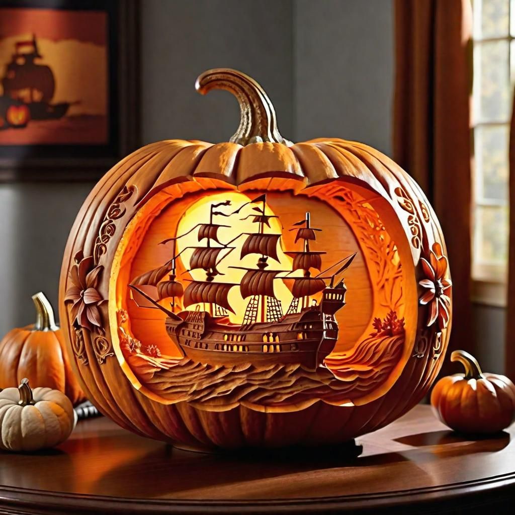 Pumpkin Galleon: A Treasure Carving in Autumn