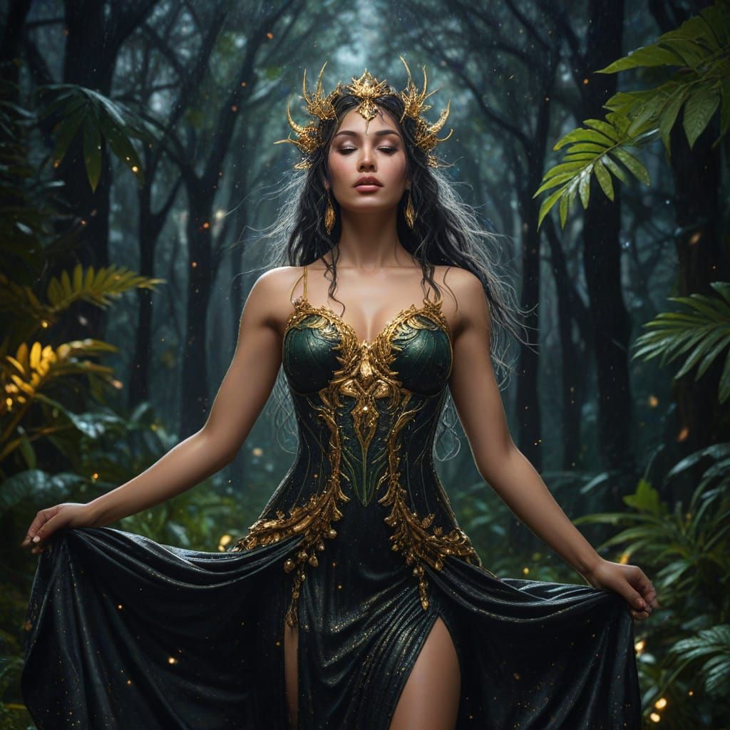 Goddess in Rainforest: Hyper-Realistic Fantasy Concept Art