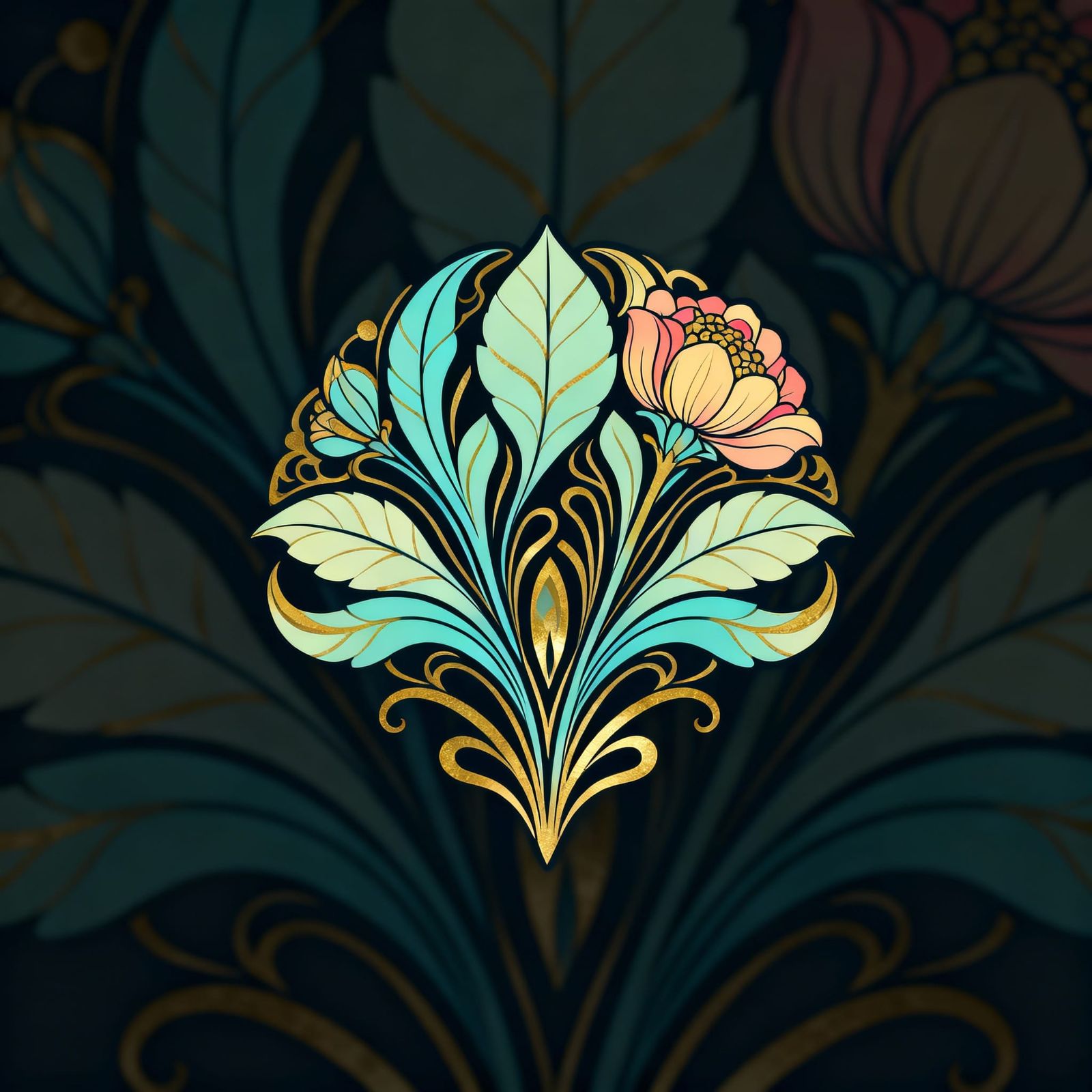 Ornate Natural Logo Art with Art Nouveau Style