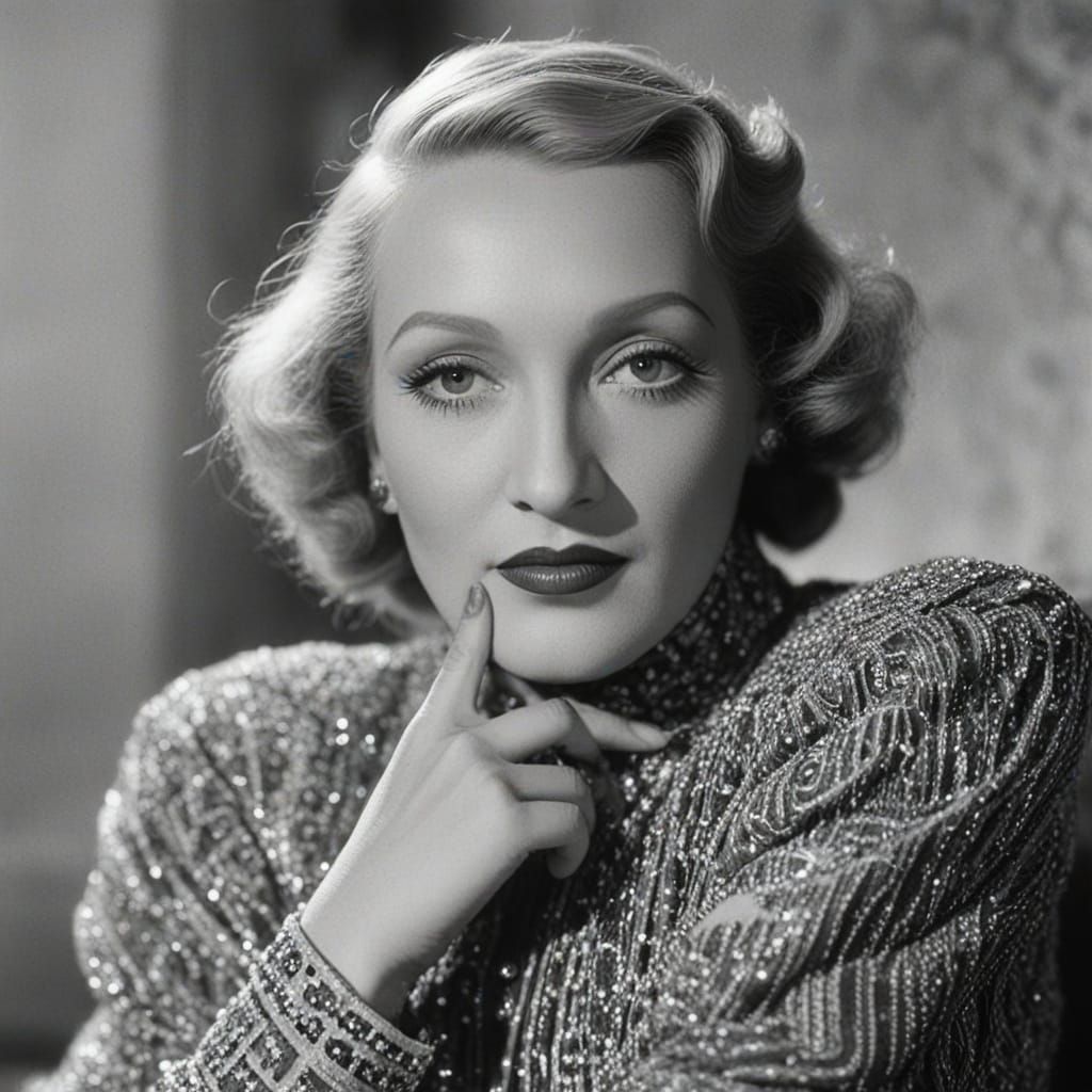 Marlene Dietrich Portrait in Classic Hollywood Style
