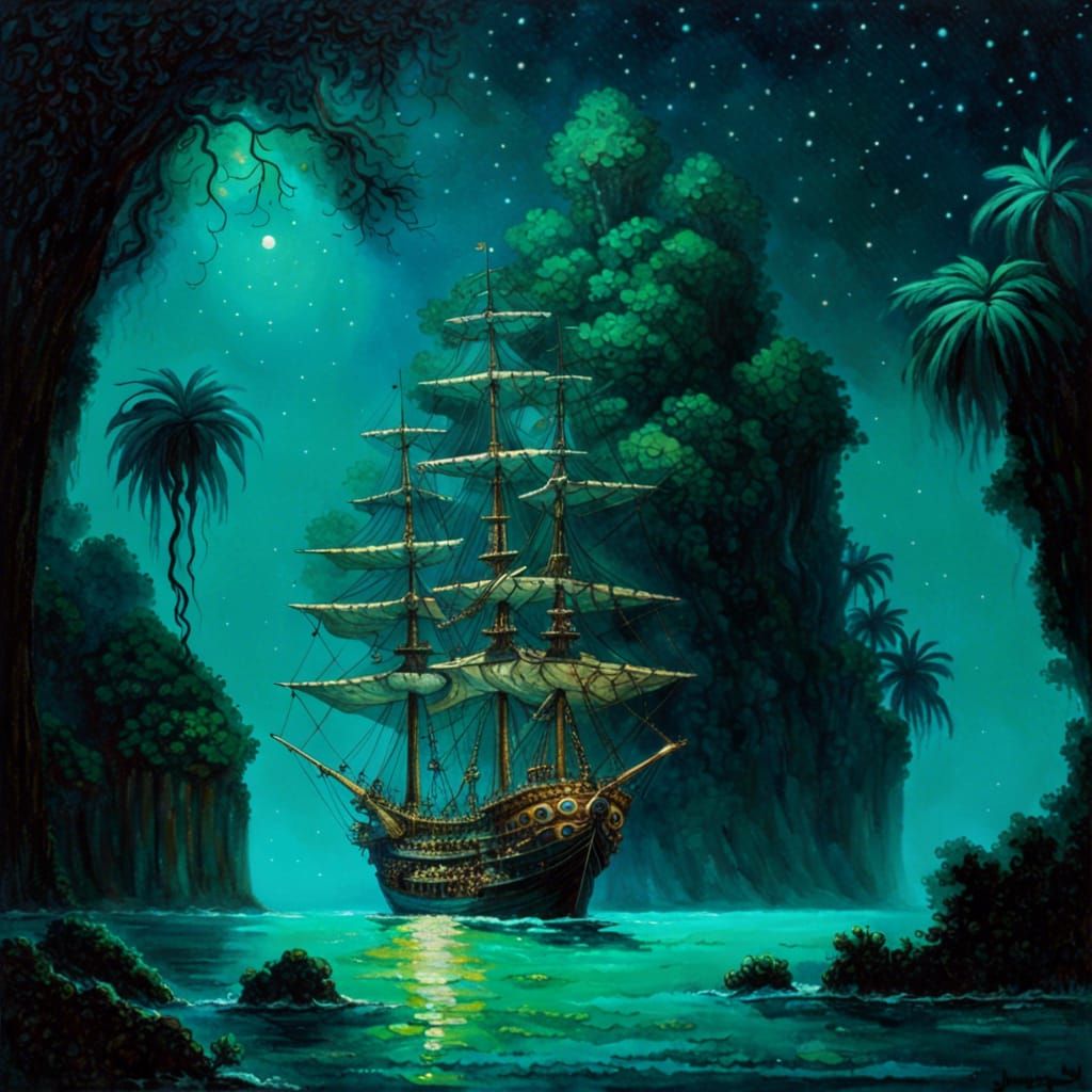 High Gothic Galleon Ship in Turquoise Bay