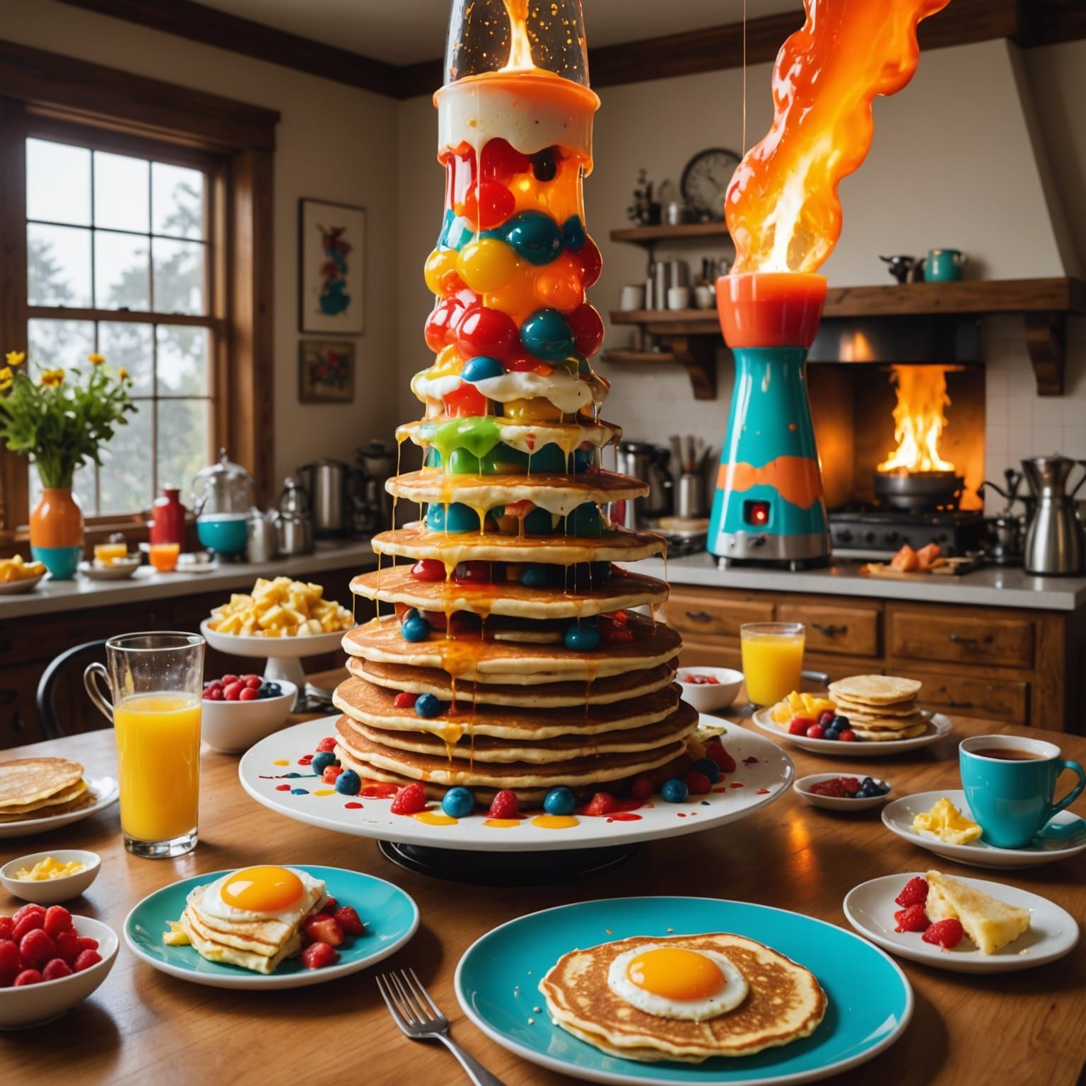 Psychedelic Lava Lamp Explosion on Breakfast Table