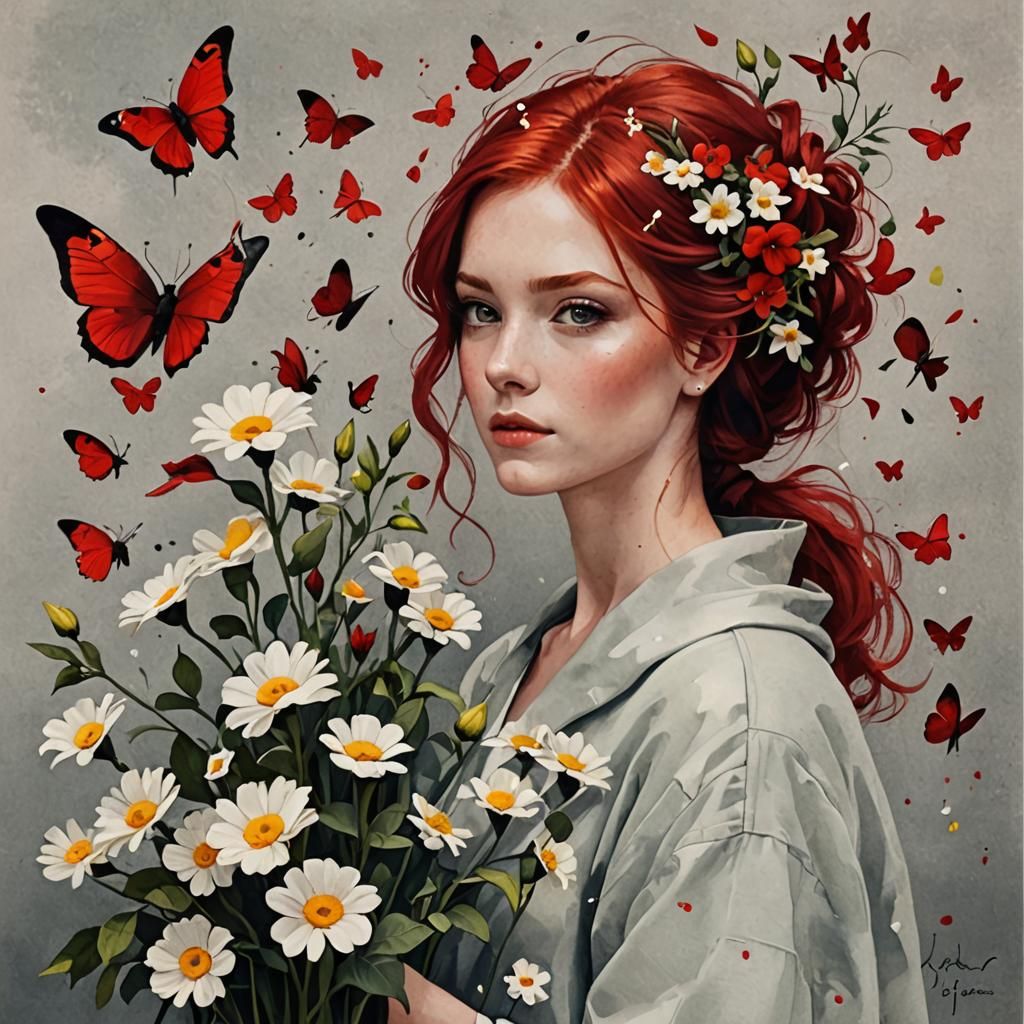 Vibrant Red Hair: An AI Interpretation