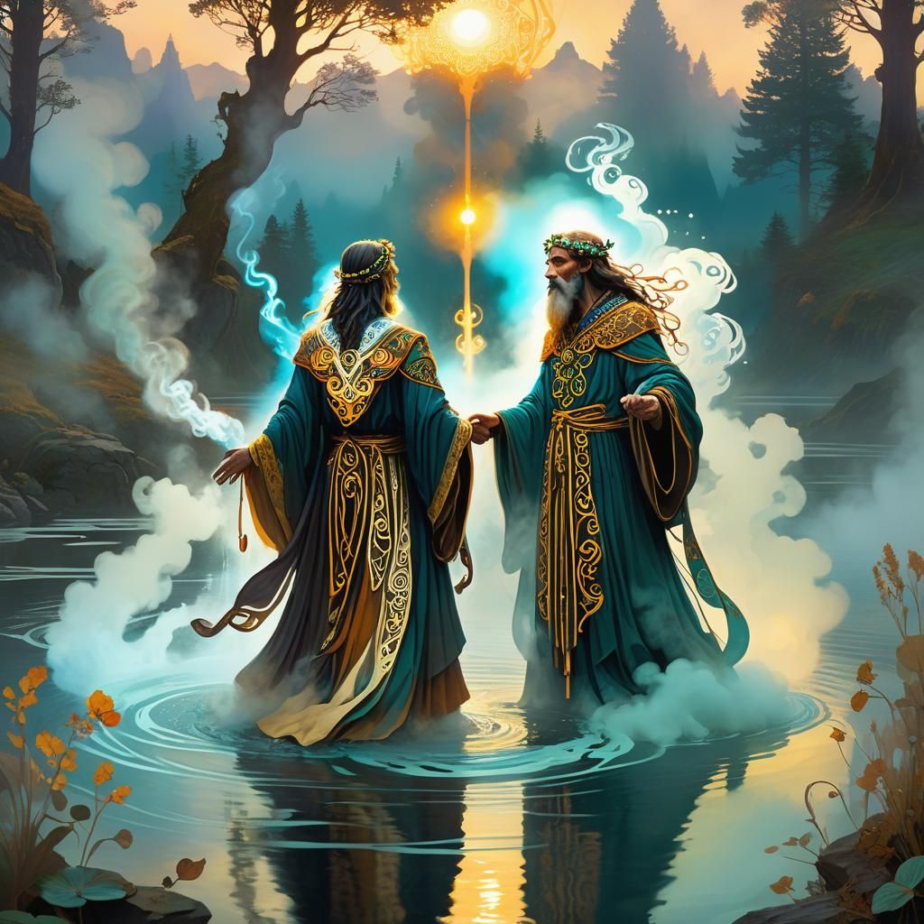 Mystical Druid Elixir Preparation in Fantasy Forest