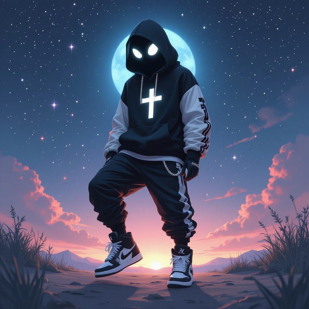 Celestial Entity in Jordans Amidst Starry Expanse